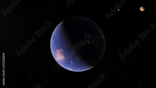 Exoplanet 3D illustration Second Earth  Elements of this image furnished by NASA 