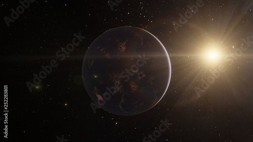 Fototapeta Naklejka Na Ścianę i Meble -  Exoplanet 3D illustration Second Earth (Elements of this image furnished by NASA)