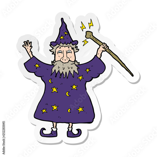 sticker of a cartoon wizard