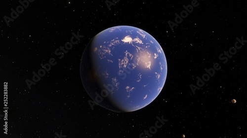 Exoplanet 3D illustration Second Earth (Elements of this image furnished by NASA)