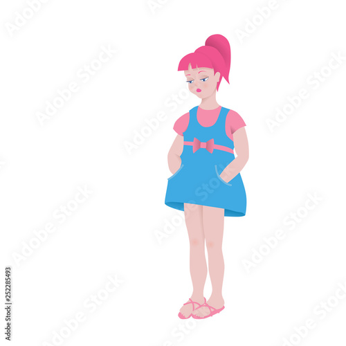 Cute girl flat design. Cartoon character