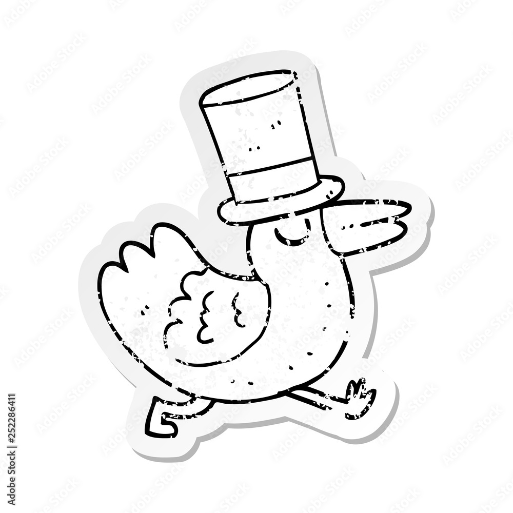 distressed sticker of a funny cartoon bird distressed sticker of a funny cartoon bird