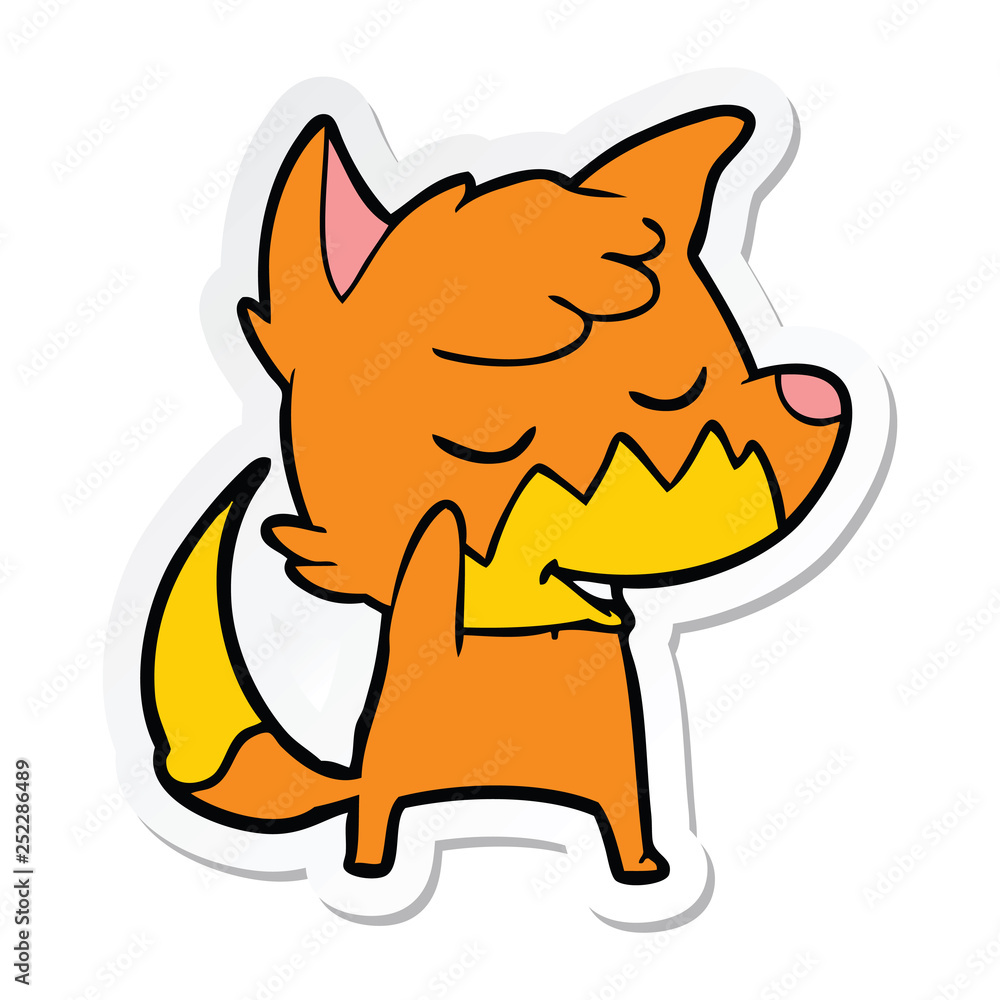 sticker of a friendly cartoon fox sticker of a friendly cartoon fox