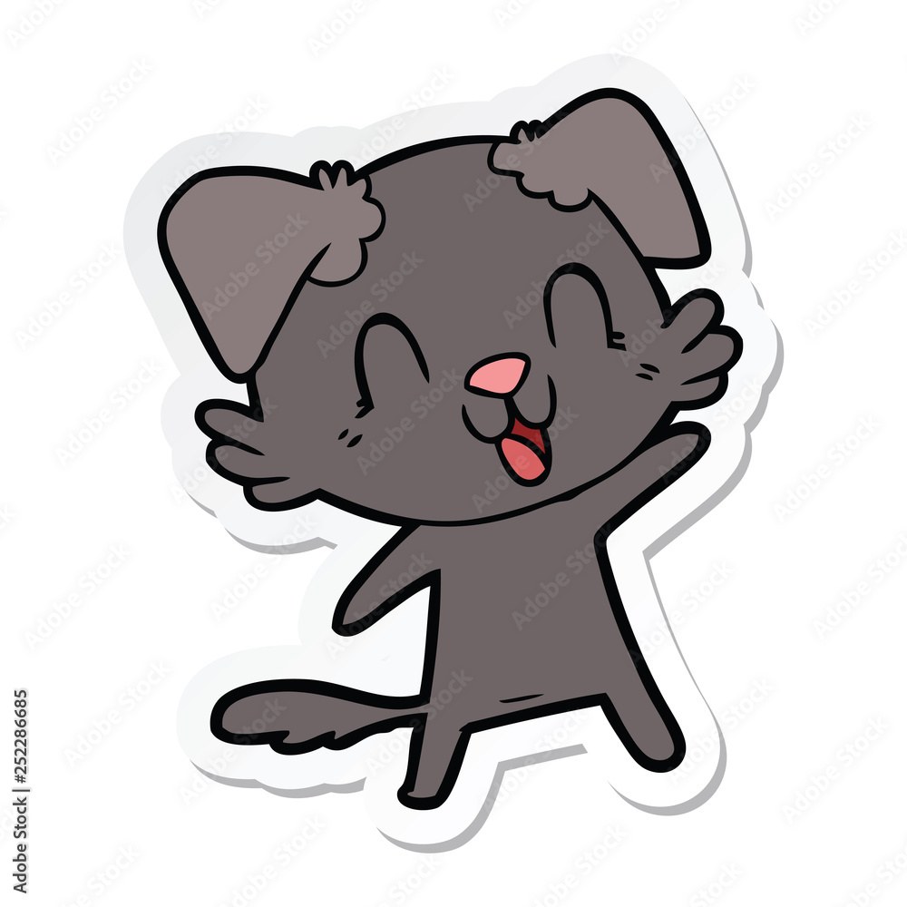 sticker of a laughing cartoon dog sticker of a laughing cartoon dog
