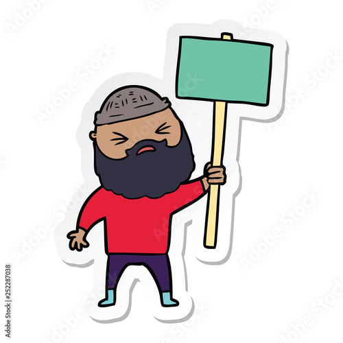 sticker of a cartoon man with beard