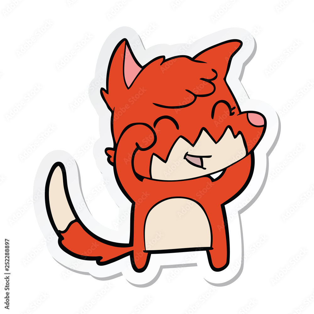 sticker of a happy cartoon fox sticker of a happy cartoon fox