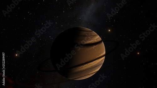 Exoplanet 3D illustration Saturn planet (Elements of this image furnished by NASA)