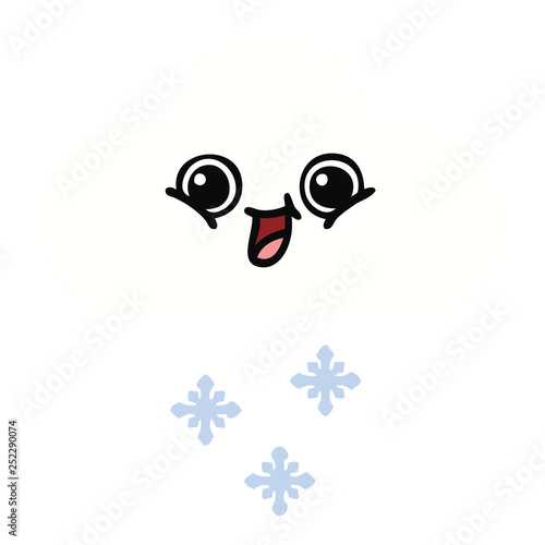 flat color retro cartoon snow cloud