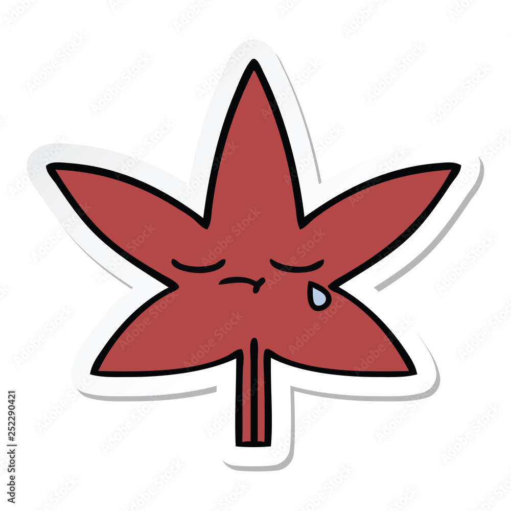 sticker of a cute cartoon autumnal leaf sticker of a cute cartoon autumnal leaf