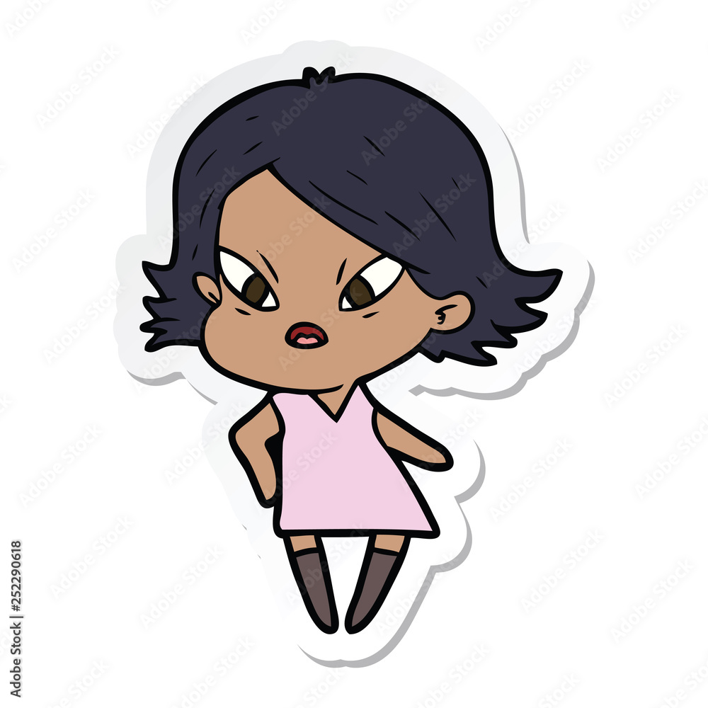 sticker of a cartoon stressed woman sticker of a cartoon stressed woman