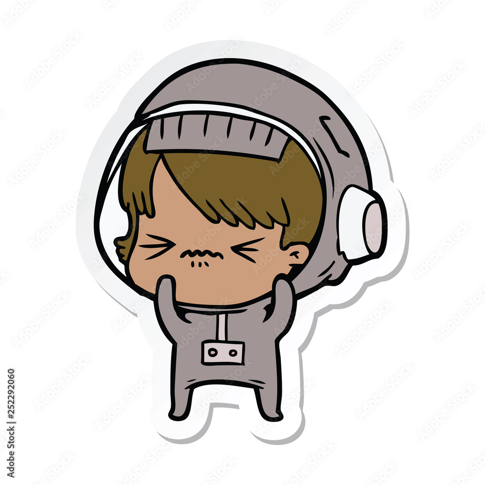 Fototapeta premium sticker of a angry cartoon space girl