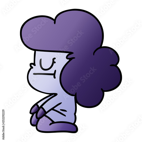 gradient cartoon of a kawaii alien girl