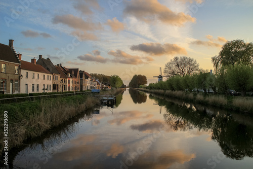 Picturesque view on the Damse Vaart canal in the village of Damme near Bruges photo