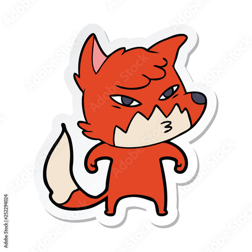 sticker of a clever cartoon fox