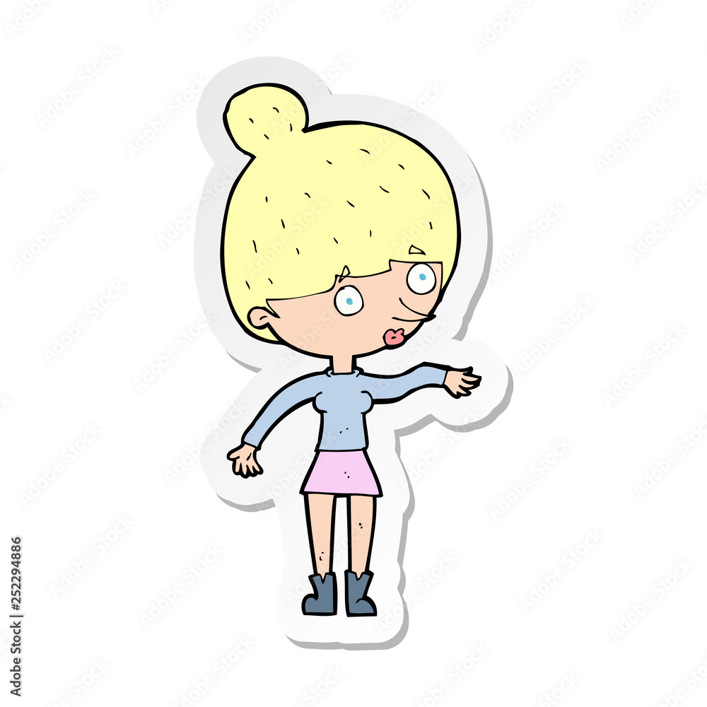 sticker of a cartoon surprised woman sticker of a cartoon surprised woman