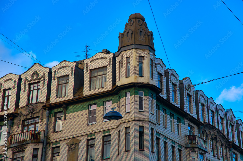 Town historical houses with mansard Town historical houses with mansard