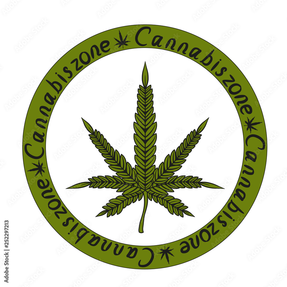 Cannabis zone sign on a white background. Marijuana leaf. Vector illustration. Cannabis zone sign on a white background. Marijuana leaf. Vector illustration.