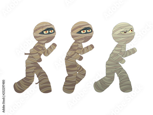 Egyptian mummy in two versions. Vector character graphics for mobile and browser games.