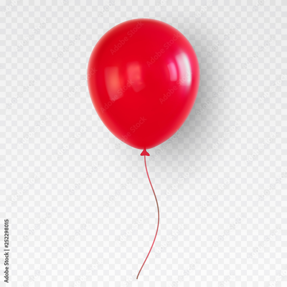 Red helium balloon. Birthday baloon flying for party. Stock Adobe Stock