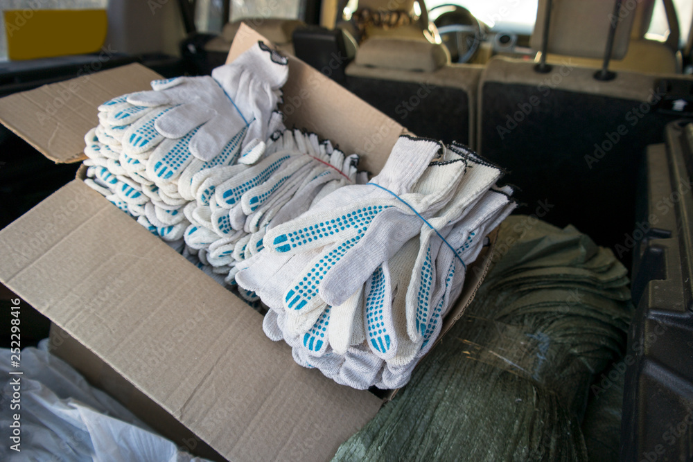work gloves in a car boot work gloves in a car boot