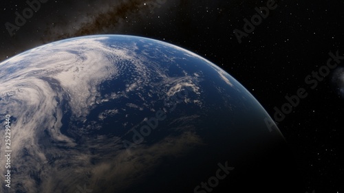 Planet Earth from space 3D illustration orbital view, our planet from the orbit, world, ocean, atmosphere, land, clouds, globe (Elements of this image furnished by NASA)