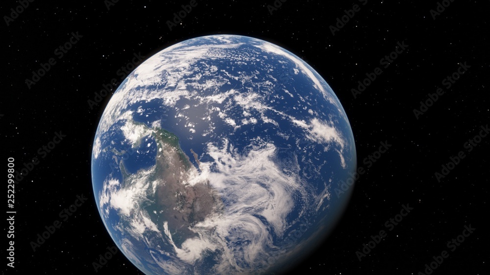 Fototapeta premium Planet Earth from space 3D illustration orbital view, our planet from the orbit, world, ocean, atmosphere, land, clouds, globe (Elements of this image furnished by NASA)