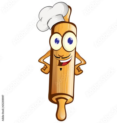 Chef rolling pin character cartoon