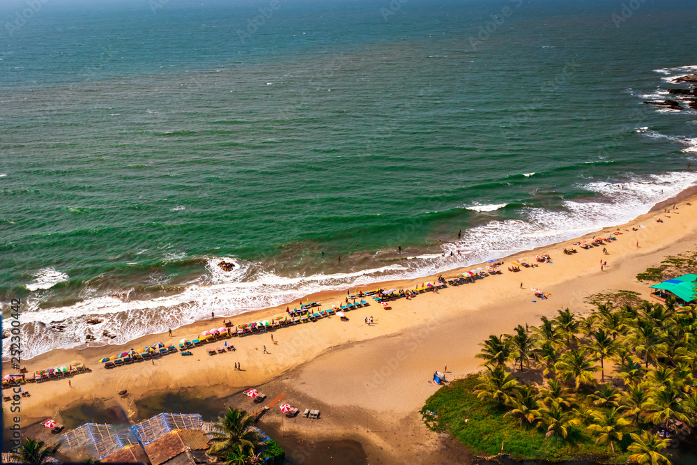 Top view of arambol  beach Goa India 