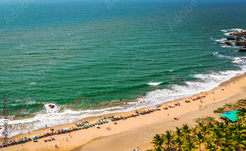 Top view of arambol  beach Goa India 