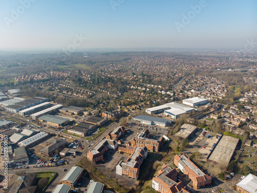 Aerial photo of the UK town of Wokingham. Wokingham is a historic market town in Berkshire, England, 39 miles west of London