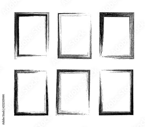 Wallpaper Mural Grunge rectangular frames. Set of 6 different hand drawn rectangle borders. Pencil stroke.  Torontodigital.ca