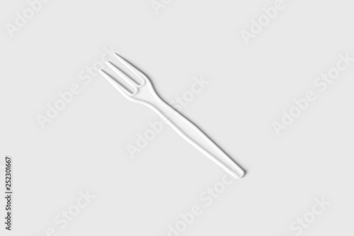 Top view of the Plastic Fork for french fries on white background.High resolution photo.