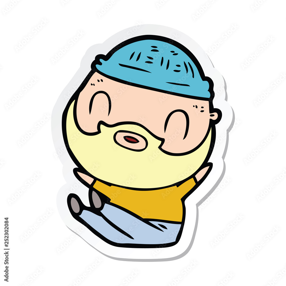 sticker of a cartoon bearded man sticker of a cartoon bearded man