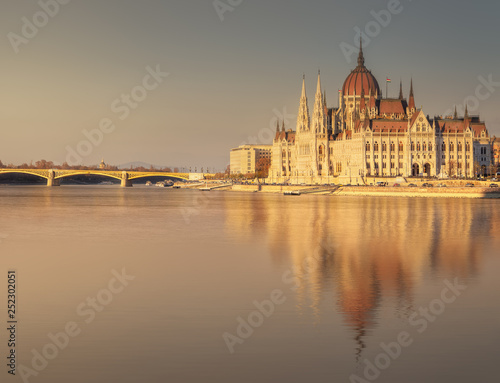 Parliament building and river Danube of Budapest