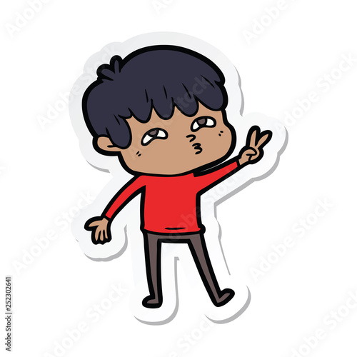 sticker of a cartoon curious man