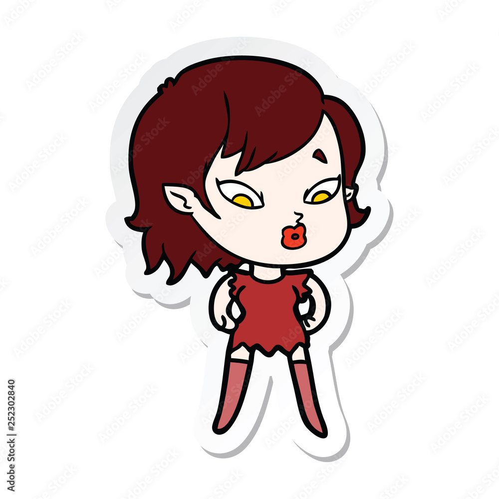 sticker of a cute cartoon vampire girl sticker of a cute cartoon vampire girl