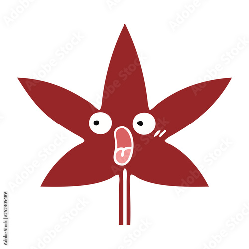 flat color retro cartoon autumnal leaf