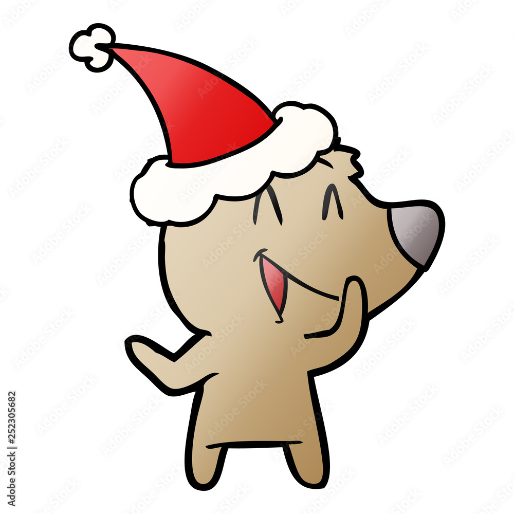 laughing bear gradient cartoon of a wearing santa hat laughing bear gradient cartoon of a wearing santa hat