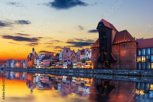 Gdansk sunset above the Motlawa and Zuraw Port Crane, Poland