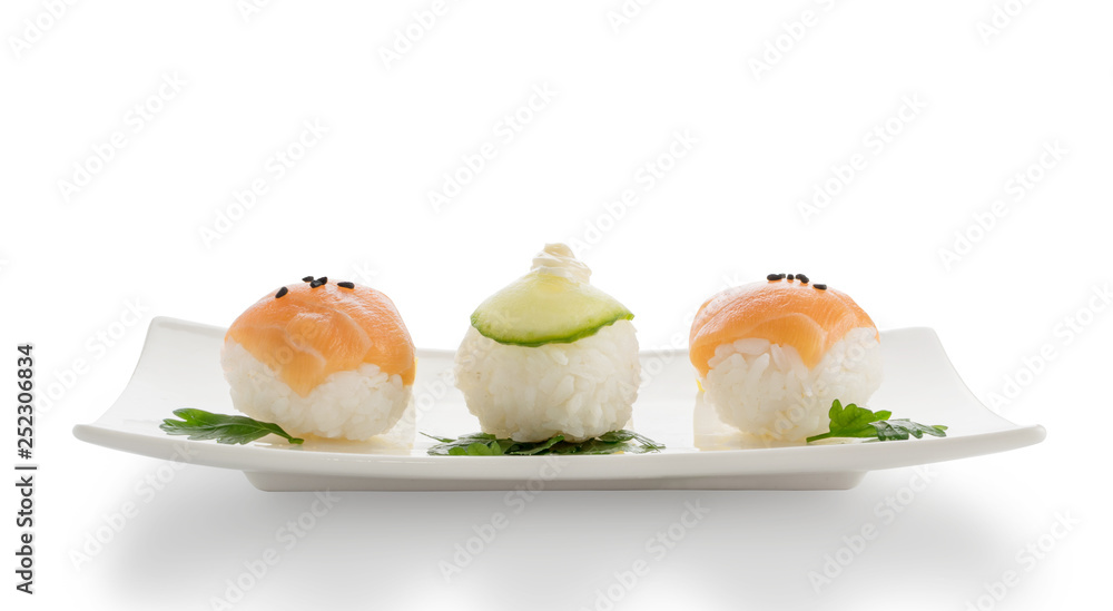 Salmon and Cucumber Sushi Balls or Temarizushi Salmon and Cucumber Sushi Balls or Temarizushi