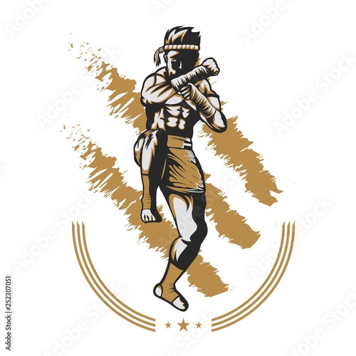 muay thai fighter amazing design for your company or brand 