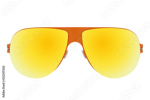 Orange sunglasses with Yellow Lens isolated on white background