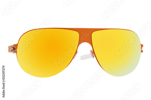 Orange sunglasses with Yellow Lens isolated on white background