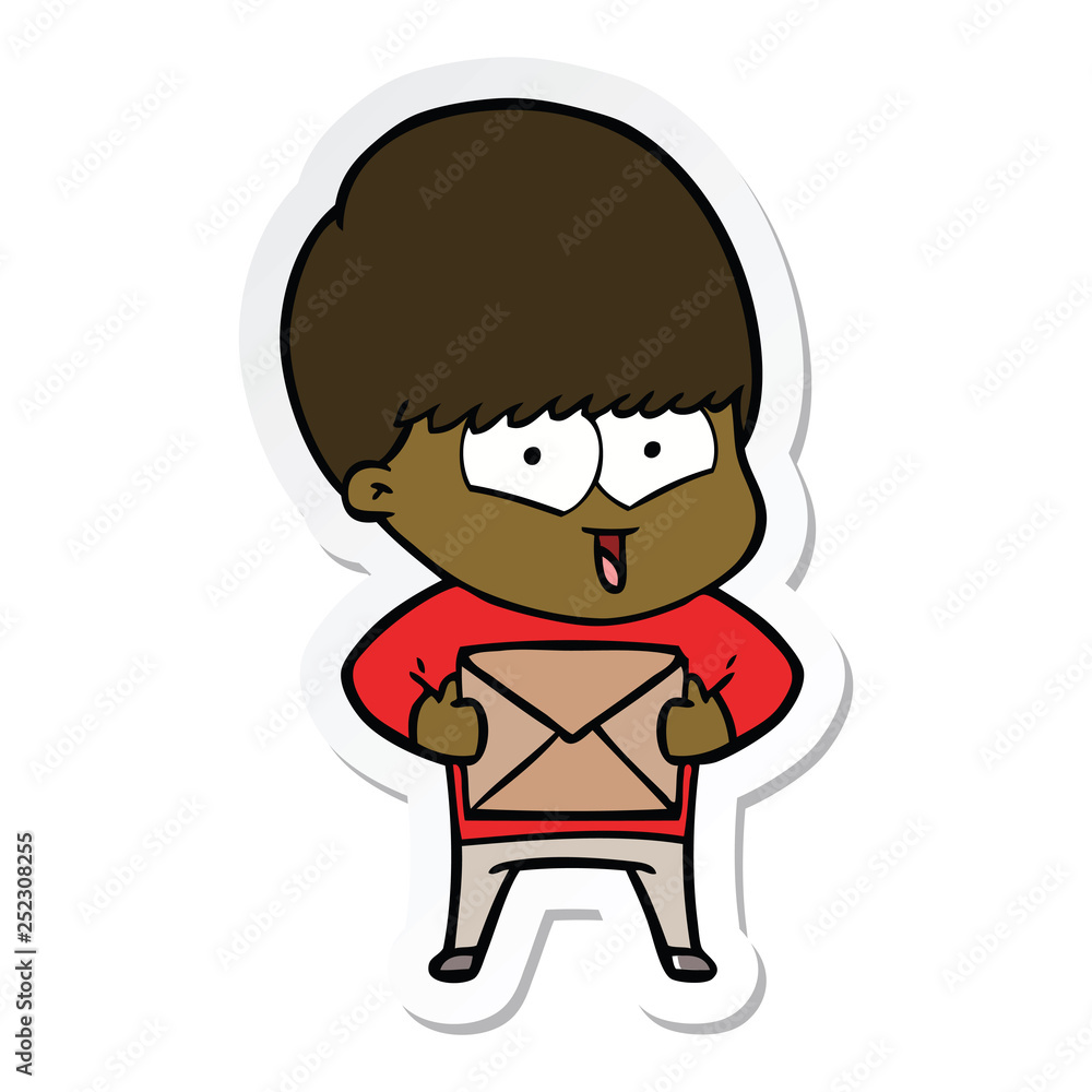 sticker of a cartoon happy boy sticker of a cartoon happy boy