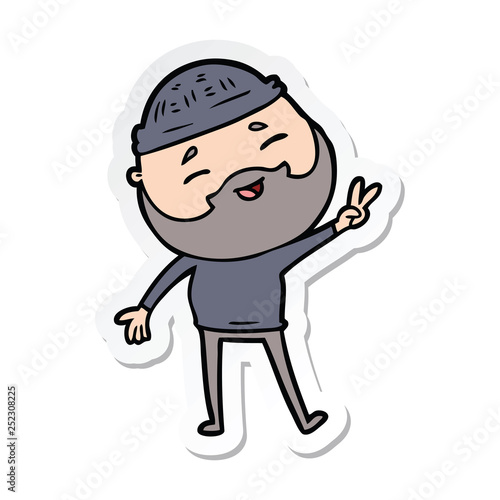 sticker of a cartoon happy bearded man