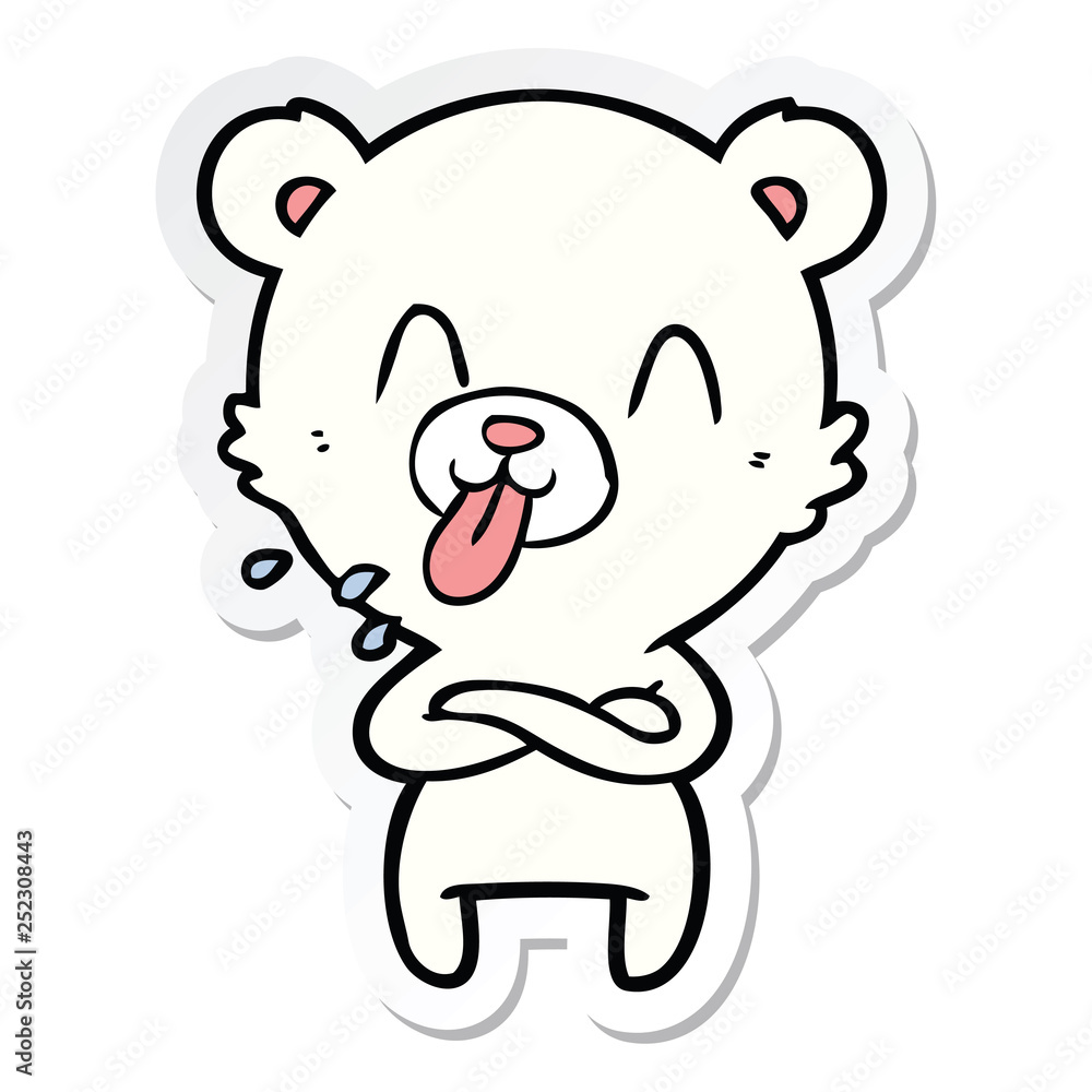 sticker of a rude cartoon polar bear sticking out tongue sticker of a rude cartoon polar bear sticking out tongue