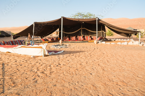 Bedouin tent in the Wahiba Sand Desert in the morning (Oman) photo