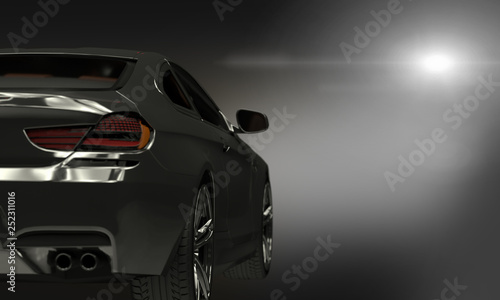 Modern cars on dark background 3d render