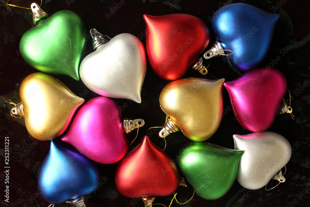 Fototapeta premium Colourful Group of Heart Decorations