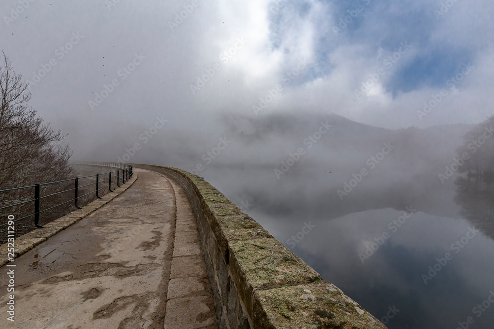 Swamp of Santa Fe with fog, Montseny natural park, Catalonia, Spain Swamp of Santa Fe with fog, Montseny natural park, Catalonia, Spain